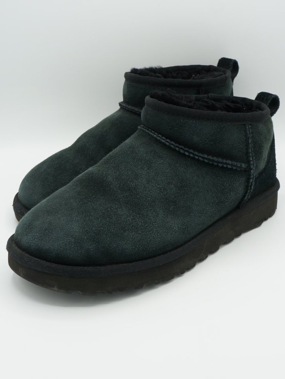 UGG Classic Ultra Mini Boots Black Suede Women's Size 8 Winter Ankle Booties